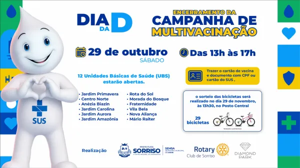 Campanha de Multivacinação encerra neste sábado com sorteio de bicicletas
