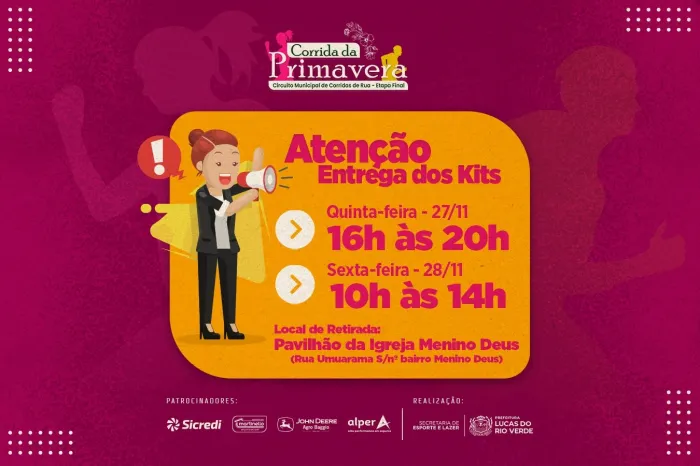 Kits da Corrida da Primavera serão entregues no Pavilhão da Igreja Menino Deus